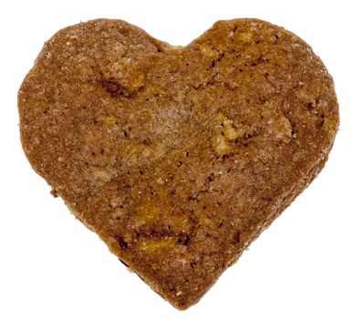 Heart shaped cookie isolated against a white background.