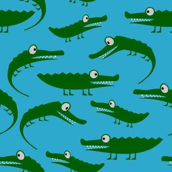 Illustration of a seamless background made of cartoon Crocodiles