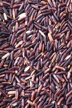 Black rice scattered as a background. Food design.
