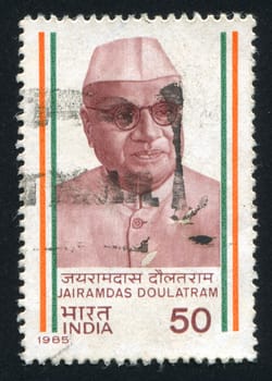 INDIA - CIRCA 1985: stamp printed by India, shows Jairamdas Doulatram, (1891-1979), journalist and politician, circa 1985