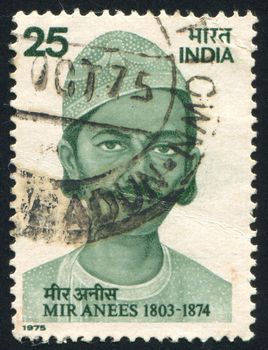 INDIA - CIRCA 1975: stamp printed by India, shows Mir Anees, Urdu poet, circa 1975