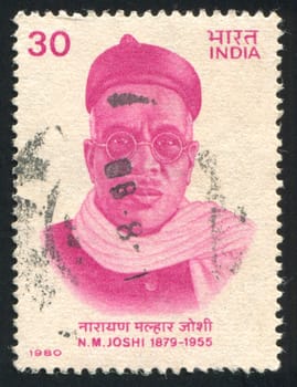 INDIA - CIRCA 1980: stamp printed by India, shows Narayan Malhar Joshi, circa 1980