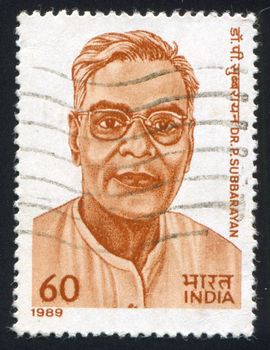 INDIA - CIRCA 1989: stamp printed by India, shows P. Subbarayan, Lawyer, Political, Reformer, circa 1989