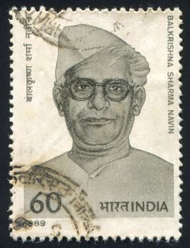 INDIA - CIRCA 1989: stamp printed by India, shows Balkrishna Sharma Navin, litterateur, politician, circa 1989