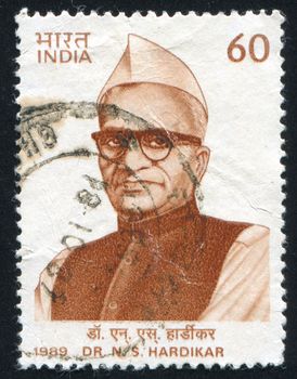 INDIA - CIRCA 1989: stamp printed by India, shows N.S. Hardikar, Freedom Fighter, circa 1989