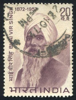 INDIA - CIRCA 1972: stamp printed by India, shows Bhai Vir Singh, circa 1972