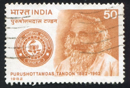 INDIA - CIRCA 1982: stamp printed by India, shows Purushottamdas Tandon, Politician, circa 1982