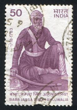 INDIA - CIRCA 1985: stamp printed by India, shows Baba Jassa Singh Ahluwalia, Sikh Leader, circa 1985