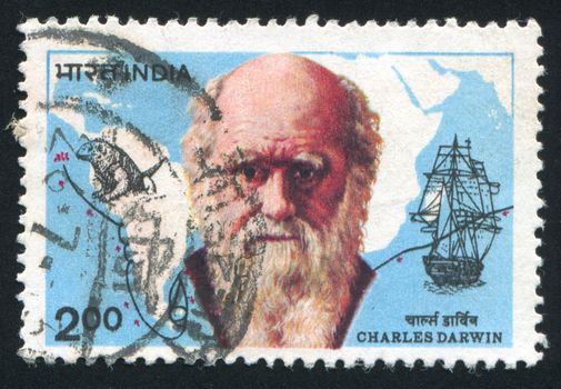 INDIA - CIRCA 1983: stamp printed by India, shows Charles Darwin, circa 1983