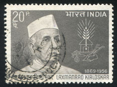 INDIA - CIRCA 1969: stamp printed by India, shows Kirloskar (1869-1956), industrialist and social reformer, circa 1969