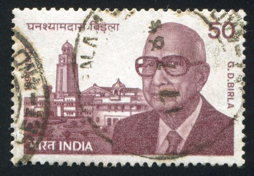 INDIA - CIRCA 1984: stamp printed by India, shows G. D. Birla, circa 1984