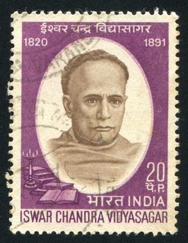 INDIA - CIRCA 1970: stamp printed by India, shows Iswar Chandra Vidyasagar, circa 1970