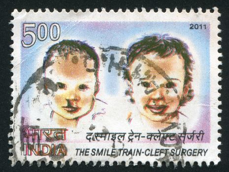 INDIA - CIRCA 2011: stamp printed by India, shows two babies, circa 2011