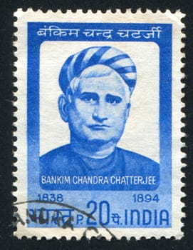 INDIA - CIRCA 1968: stamp printed by India, shows Bankim Chandra Chatterjee, writer, circa 1968