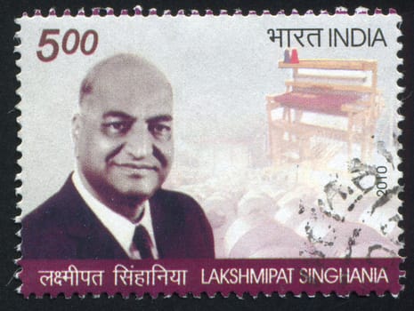 INDIA - CIRCA 2010: stamp printed by India, shows Lakshmipat Singhania, circa 2010