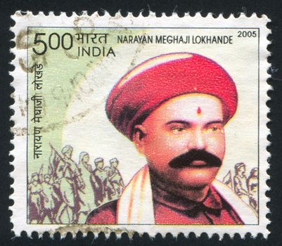 INDIA - CIRCA 2005: stamp printed by India, shows Narayan Meghaji Lokhande, Labor Activist, circa 2005