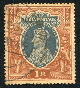 INDIA - CIRCA 1941: stamp printed by India, shows King George VI, circa 1941