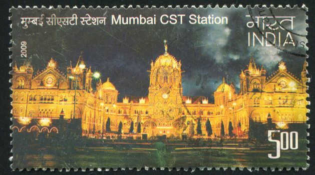 INDIA - CIRCA 2009: stamp printed by India, shows Mumbai CST station, circa 2009