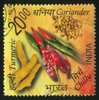 INDIA - CIRCA 2009: stamp printed by India, shows coriander, circa 2009