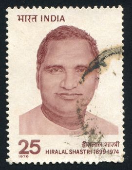 INDIA - CIRCA 1976: stamp printed by India, shows Hiralal Shastri, circa 1976