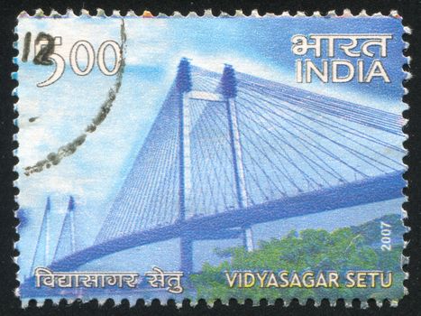 INDIA - CIRCA 2007: stamp printed by India, shows Vidyasagar bridge, circa 2007