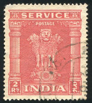 INDIA - CIRCA 1967: stamp printed by India, shows capital of Asoka Pillar, circa 1967