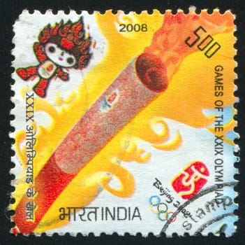 INDIA - CIRCA 2008: stamp printed by India, shows talisman of Games of the XXIX Olympiad, circa 2008