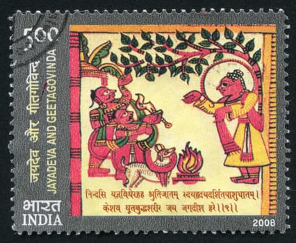 INDIA - CIRCA 2008: stamp printed by India, shows JayaDeva and Getagovinda, circa 2008