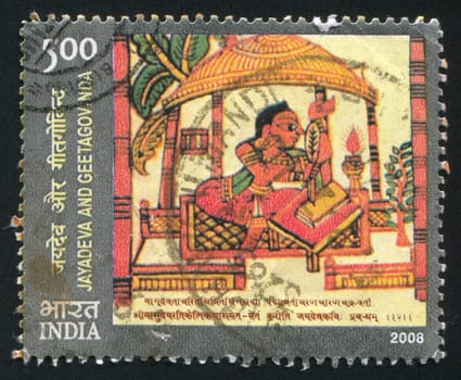 INDIA - CIRCA 2008: stamp printed by India, shows JayaDeva and Getagovinda, circa 2008