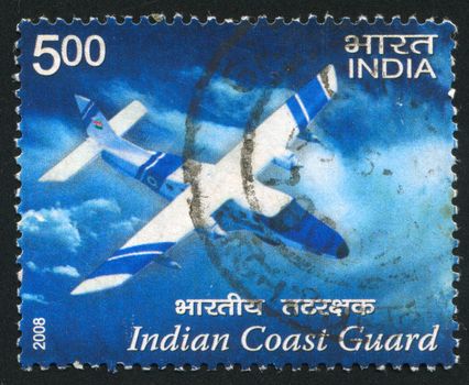 INDIA - CIRCA 2008: stamp printed by India, shows plane of Indian Coast Guard, plane, circa 2008