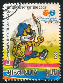 INDIA - CIRCA 2008: stamp printed by India, shows talisman of III Commonwealth youth games, circa 2008
