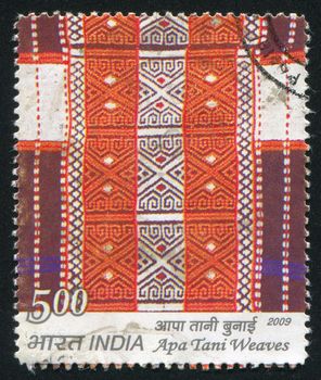 INDIA - CIRCA 2009: stamp printed by India, shows fabric Apa Tani Weaves, circa 2009