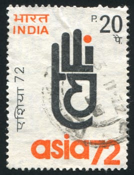 INDIA - CIRCA 1972: stamp printed by India, shows Hand, circa 1972