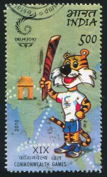 INDIA - CIRCA 2010: stamp printed by India, shows Talisman of XIX Commonwealth games, circa 2010