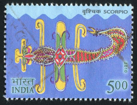 INDIA - CIRCA 2010: stamp printed by India, shows scorpio, circa 2010