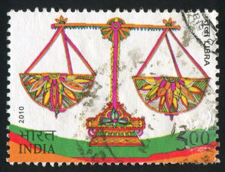 INDIA - CIRCA 2010: stamp printed by India, shows Libra, circa 2010