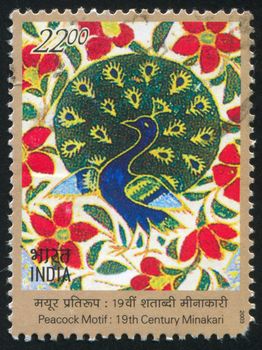 INDIA - CIRCA 2003: stamp printed by India, shows picture of peacock, circa 2003