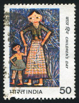 INDIA - CIRCA 1983: stamp printed by India, shows child drawing, circa 1983