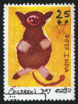 INDIA - CIRCA 1974: stamp printed by India, shows picture of cat, circa 1974