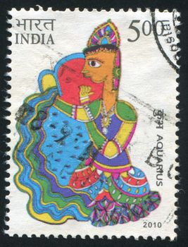 INDIA - CIRCA 2010: stamp printed by India, shows Aquarius, circa 2010