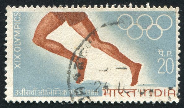 INDIA - CIRCA 1968: stamp printed by India, shows running legs, circa 1968