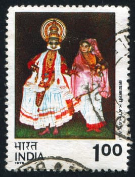 INDIA - CIRCA 1975: stamp printed by India, shows Kathakali dancing, circa 1975