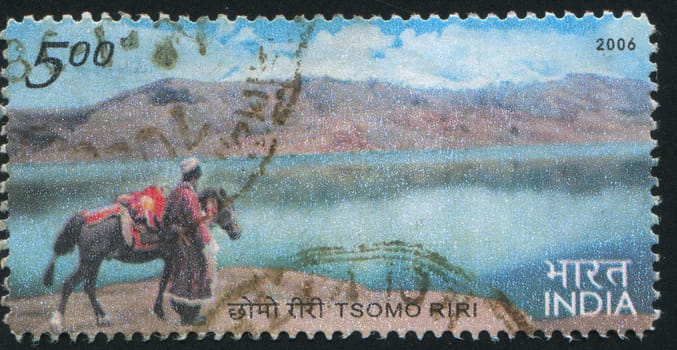 INDIA - CIRCA 2006: stamp printed by India, shows Tsomo Riri lake, circa 2006