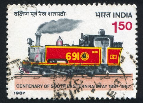 INDIA - CIRCA 1987: stamp printed by India, shows train, circa 1987