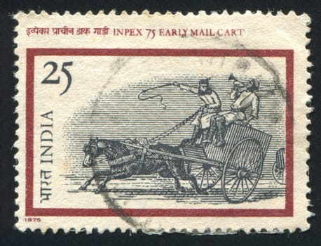INDIA - CIRCA 1975: stamp printed by India, shows mail cart, circa 1975