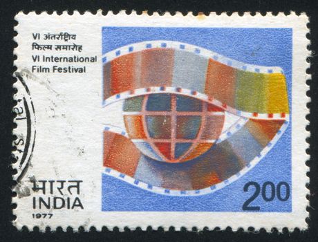 INDIA - CIRCA 1977, stamp printed by India shows, VI International film festival, tape, circa 1977