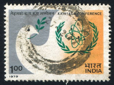 INDIA - CIRCA 1979: stamp printed by India, shows Dove Agency Emblem, circa 1979