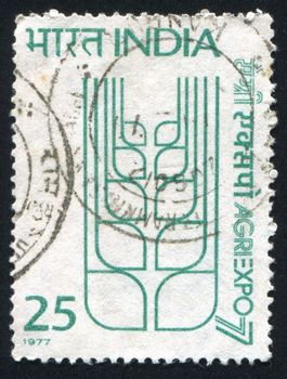 INDIA - CIRCA 1977: stamp printed by India, shows Stylized Grain, circa 1977
