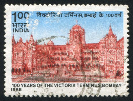 INDIA - CIRCA 1988: stamp printed by India, shows Victoria Terminal, circa 1988