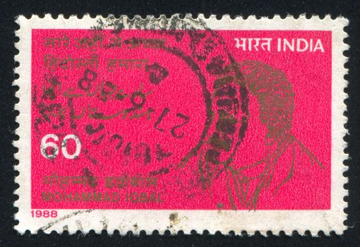 INDIA - CIRCA 1988: stamp printed by India, shows Mohammad Iqbal, circa 1988